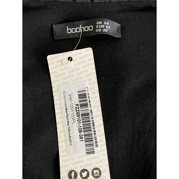 NWT Boohoo striped kimono sleeve peplum wrap tie blouse - Picture 3 of 8